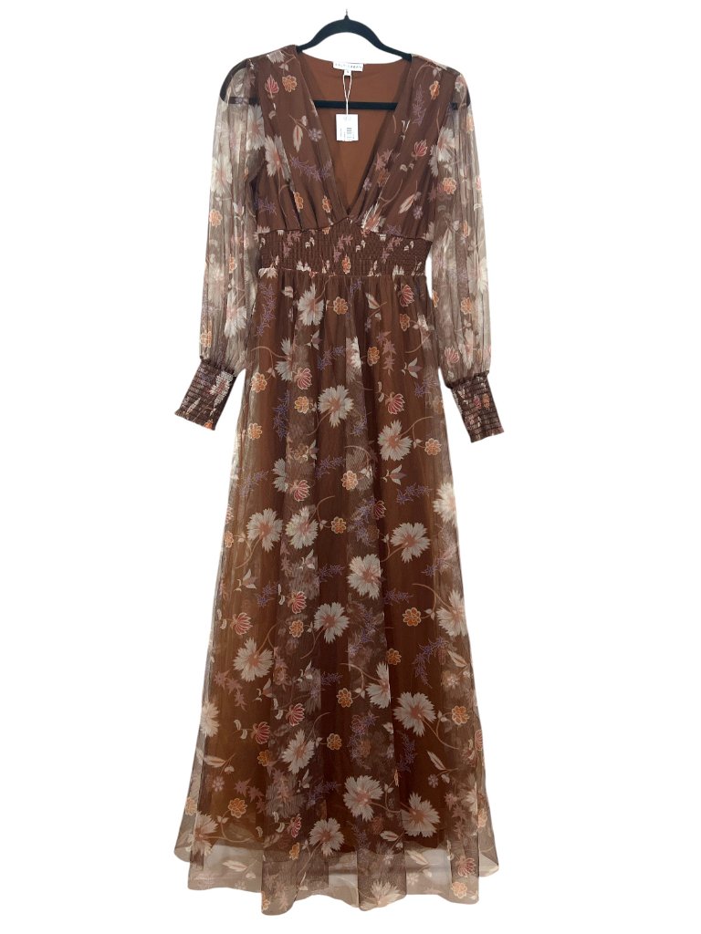 Baltic Born Layla Tulle Maxi Dress Chestnut Floral Small New